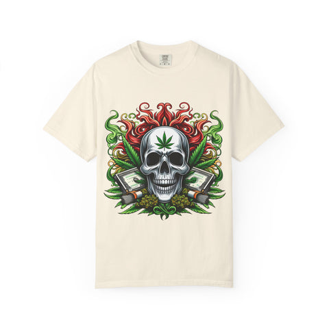 Unisex Skull & Cannabis Graphic T-Shirt - Edgy Streetwear Style