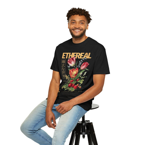 Ethereal Floral Unisex Garment-Dyed T-Shirt