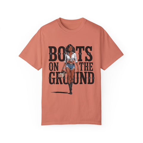 Unisex Garment-Dyed T-shirt - 'Boots on the Ground' Graphic Tee