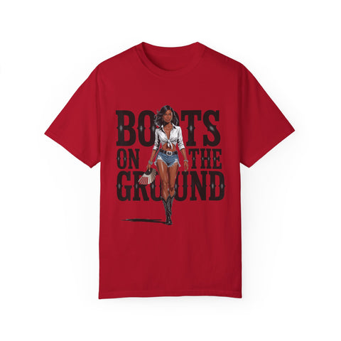 Unisex Garment-Dyed T-shirt - 'Boots on the Ground' Graphic Tee