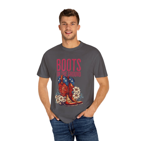 Vintage Western Boots Graphic T-Shirt - "Boots on the Ground"
