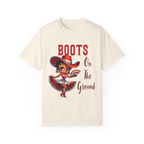 Boots On The Ground Unisex Garment-Dyed T-Shirt - Fun Western Style Tee for Festival Season