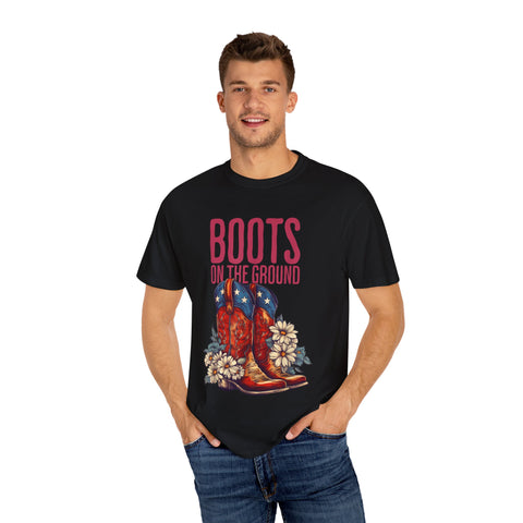 Vintage Western Boots Graphic T-Shirt - "Boots on the Ground"