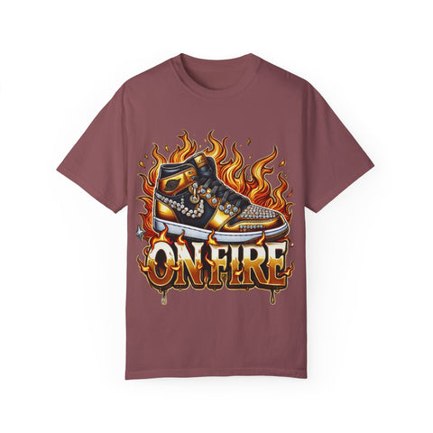 Unisex Garment-Dyed T-Shirt - 'On Fire' Graphic Tee for Sneaker Enthusiasts