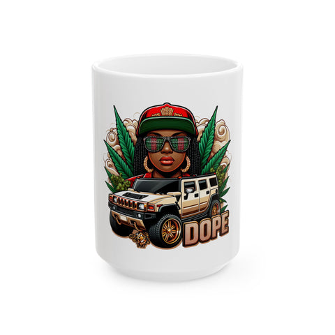 Hip Hop Art Ceramic Mug - Stylish 11oz & 15oz Coffee Cup with DOPE Design