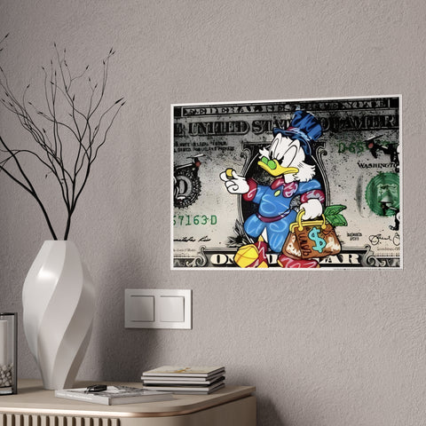 Fun Gloss Posters Featuring Wealthy Cartoon Duck Design