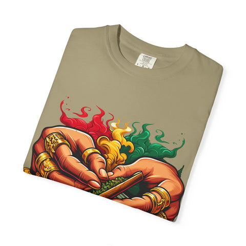 Vibrant Herbal Tees - Unisex Garment-Dyed T-shirt with Hand Rolling Design