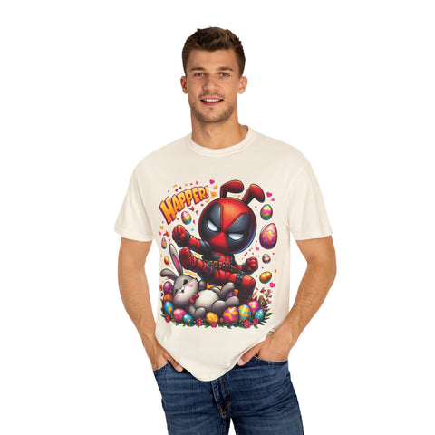 Funny Deadpool Easter T-Shirt - Unisex Garment-Dyed Tee for Comic Fans