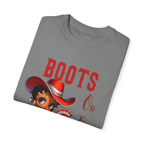 Boots On The Ground Unisex Garment-Dyed T-Shirt - Fun Western Style Tee for Festival Season