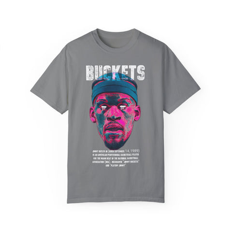 Unisex Garment-Dyed T-Shirt - Retro Sports Graphic "BUCKETS"