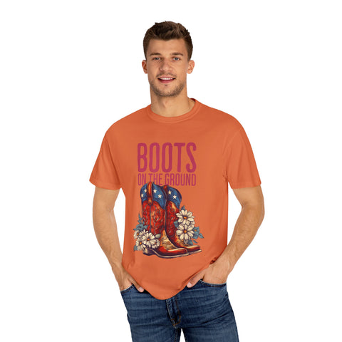 Vintage Western Boots Graphic T-Shirt - "Boots on the Ground"
