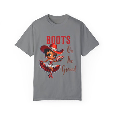 Boots On The Ground Unisex Garment-Dyed T-Shirt - Fun Western Style Tee for Festival Season
