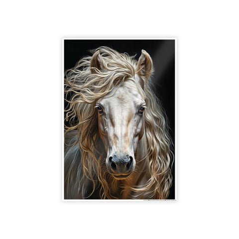 Majestic White Horse Gloss Poster - Inspirational Wall Art for Animal Lovers