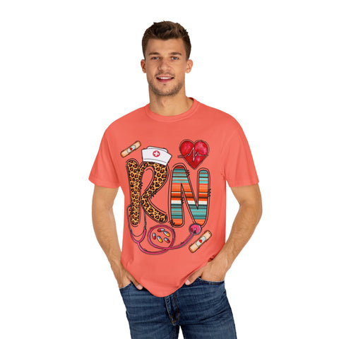 RN Nurse Graphic T-Shirt - Cute Leopard Print Design for Healthcare Workers