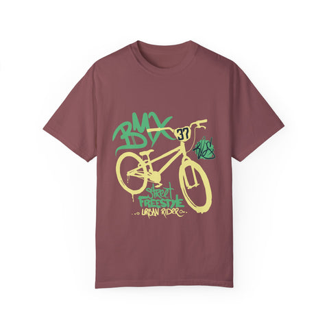 Urban BMX Rider Garment-Dyed T-Shirt | Casual Streetwear for Cycling Enthusiasts