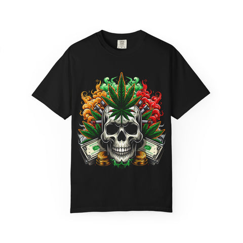 Skull & Cannabis Unisex T-Shirt - Bold Graphic Tee for Cannabis Enthusiasts