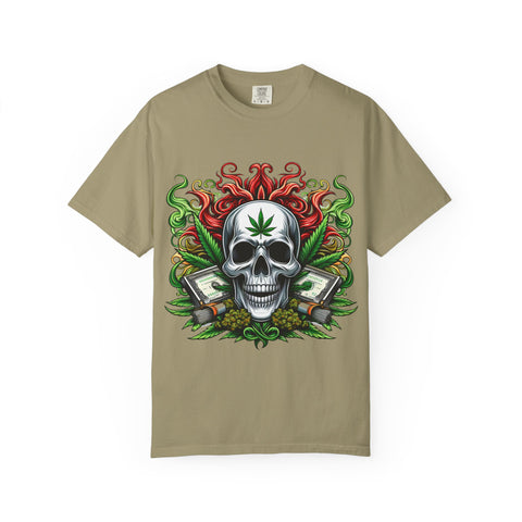 Unisex Skull & Cannabis Graphic T-Shirt - Edgy Streetwear Style