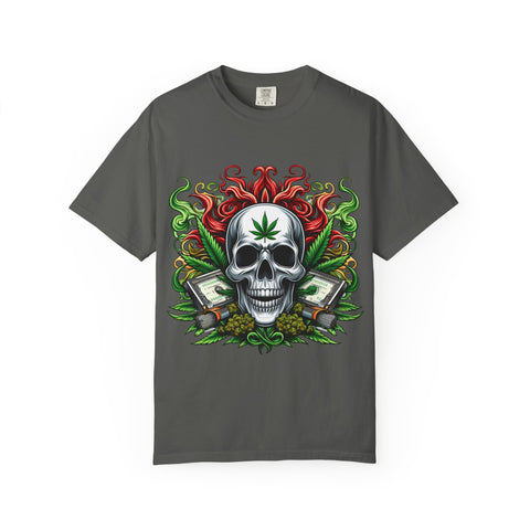 Unisex Skull & Cannabis Graphic T-Shirt - Edgy Streetwear Style
