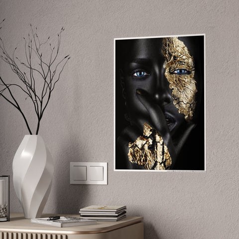 Elegant Gloss Art Poster - Black and Gold Face Design