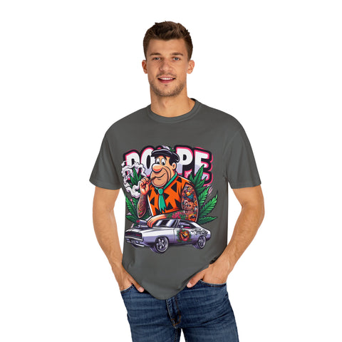 Retro Cool Unisex Garment-Dyed T-Shirt - 'Dope' Graphic with Classic Car