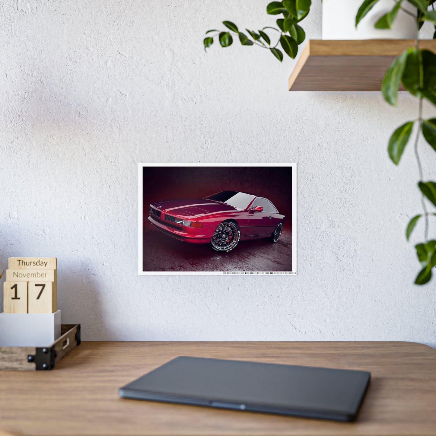 Glossy Car Art Poster - Sleek Red Sports Car Decor for Auto Enthusiasts