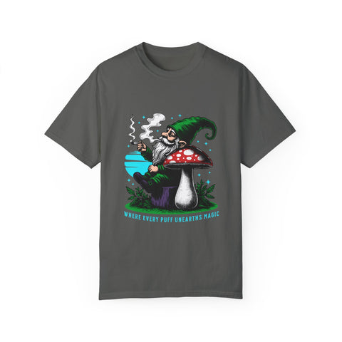 Magic Gnome T-shirt - Where Every Puff Unearths Magic | Unisex Garment-Dyed Tee for Nature Lovers