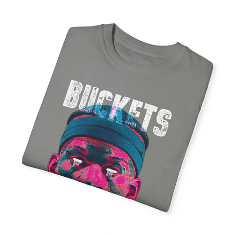 Unisex Garment-Dyed T-Shirt - Retro Sports Graphic "BUCKETS"