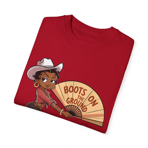 Boots on the Ground Unisex T-Shirt - Rustic Cowboy Vibe, Perfect for Festivals and Casual Outings