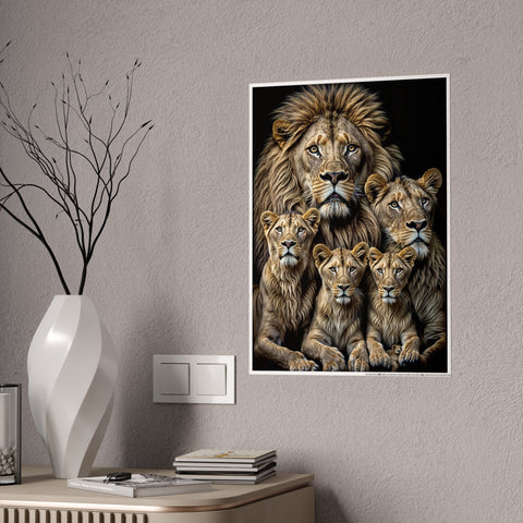 Majestic Lion Family Gloss Poster - Wildlife Wall Art for Home Decor