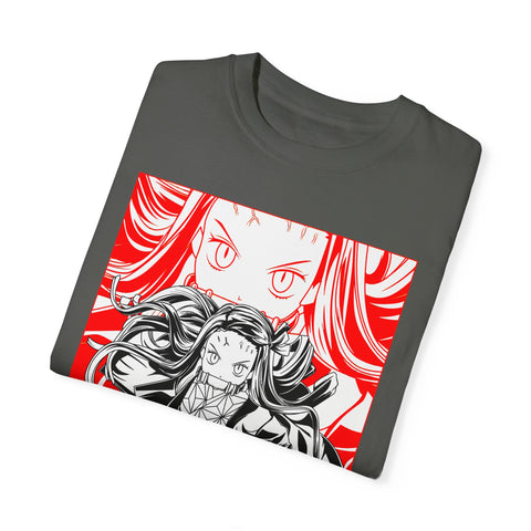 Anime-Inspired Unisex Garment-Dyed T-Shirt - Bold Character Design