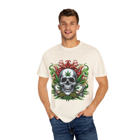 Unisex Skull & Cannabis Graphic T-Shirt - Edgy Streetwear Style