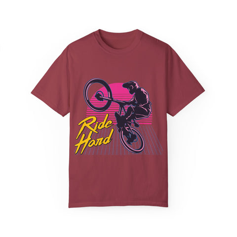 Ride Hard Unisex Garment-Dyed T-Shirt - Perfect for Cyclists & Outdoor Enthusiasts