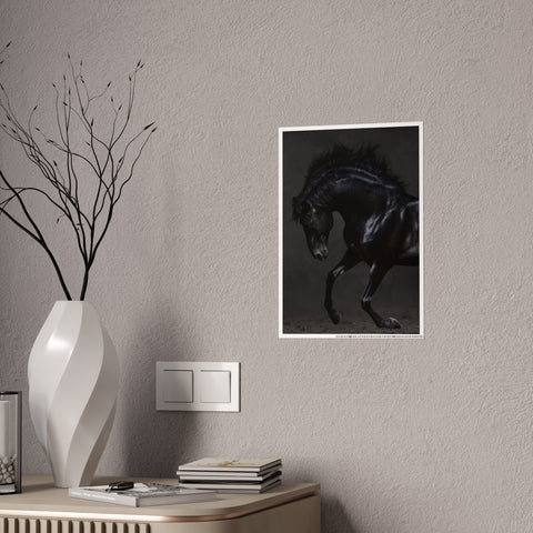 Elegant Horse Gloss Poster - Dramatic Equine Art for Home Decor