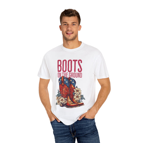 Vintage Western Boots Graphic T-Shirt - "Boots on the Ground"