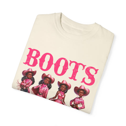 Unisex Garment-Dyed T-shirt: "Boots on the Ground" Vintage Western Style Tee