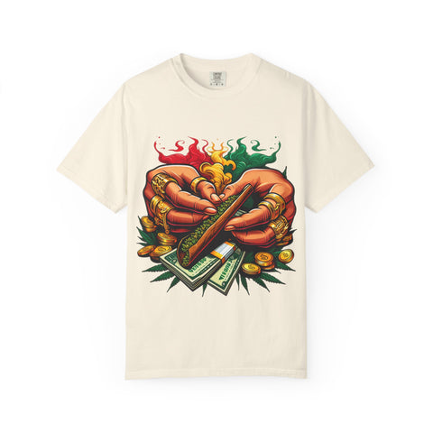 Vibrant Herbal Tees - Unisex Garment-Dyed T-shirt with Hand Rolling Design