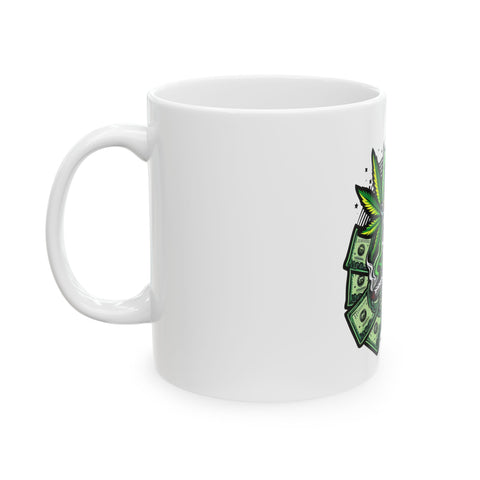 Skull & Leaf Ceramic Mug - 11oz, 15oz | Perfect for Stoners & Rebel Spirits