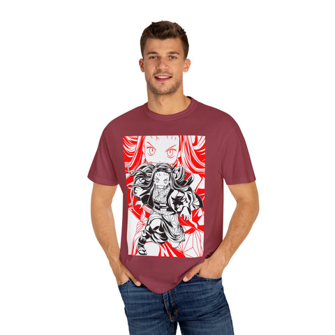 Anime-Inspired Unisex Garment-Dyed T-Shirt - Bold Character Design