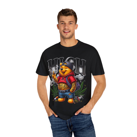 High Vibes Unisex Garment-Dyed T-shirt with Cartoon Bear Design