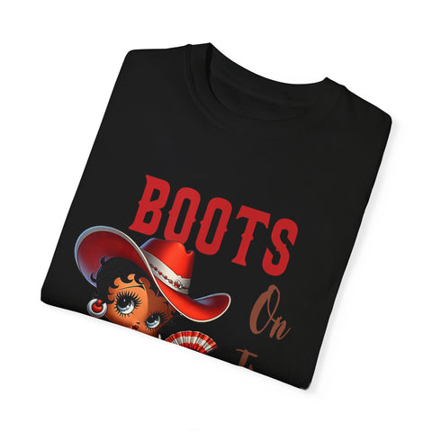 Boots On The Ground Unisex Garment-Dyed T-Shirt - Fun Western Style Tee for Festival Season