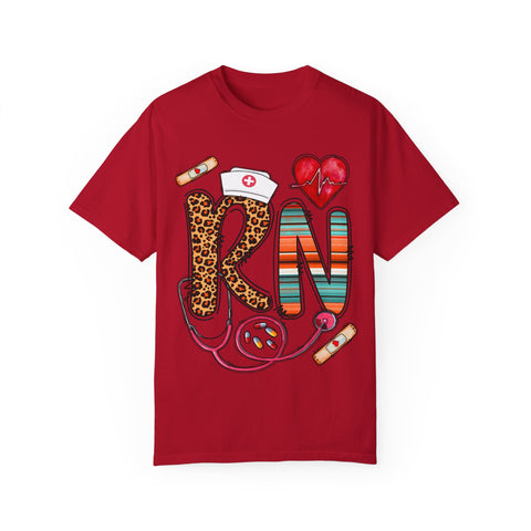 RN Nurse Graphic T-Shirt - Cute Leopard Print Design for Healthcare Workers