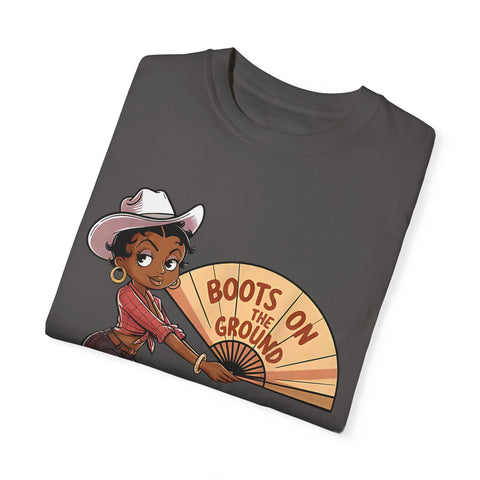Boots on the Ground Unisex T-Shirt - Rustic Cowboy Vibe, Perfect for Festivals and Casual Outings