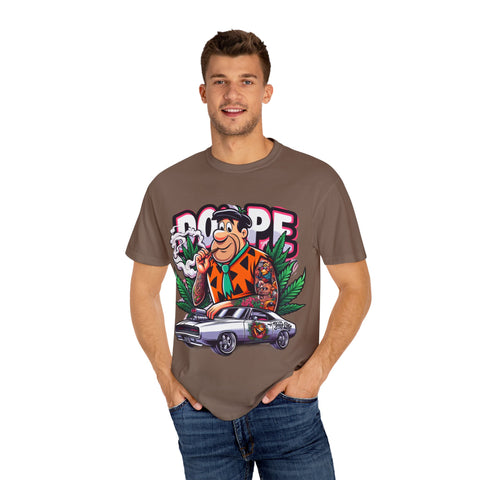 Retro Cool Unisex Garment-Dyed T-Shirt - 'Dope' Graphic with Classic Car