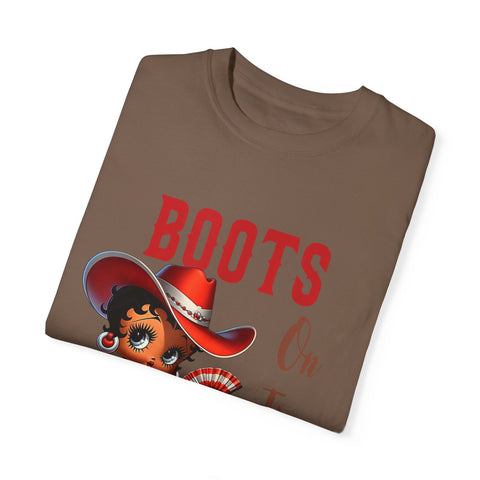 Boots On The Ground Unisex Garment-Dyed T-Shirt - Fun Western Style Tee for Festival Season