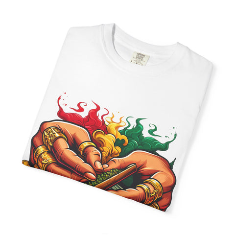 Vibrant Herbal Tees - Unisex Garment-Dyed T-shirt with Hand Rolling Design