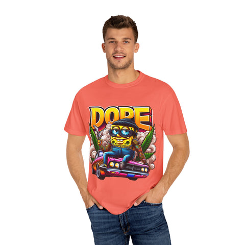 Unisex Garment-Dyed T-Shirt - Cool Cartoon ‘DOPE’ Design