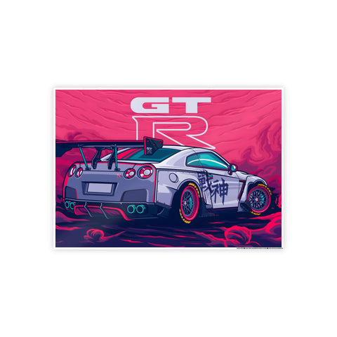 Glossy Car Art Poster - GT-R Racing Graphic for Auto Enthusiasts