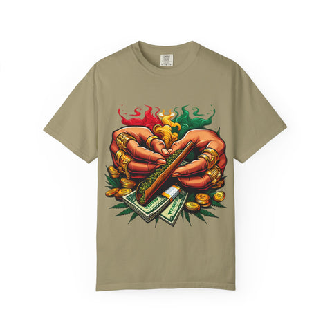 Vibrant Herbal Tees - Unisex Garment-Dyed T-shirt with Hand Rolling Design