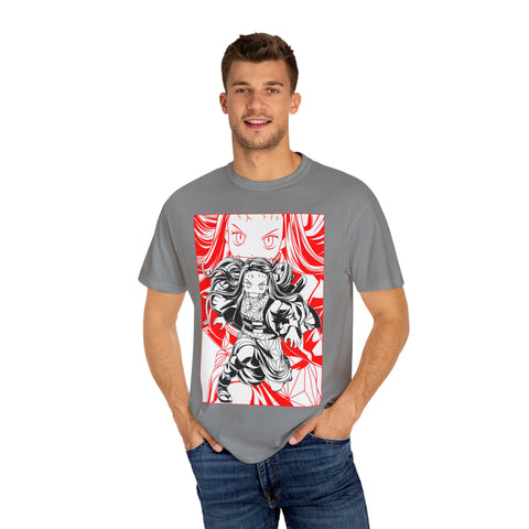 Anime-Inspired Unisex Garment-Dyed T-Shirt - Bold Character Design