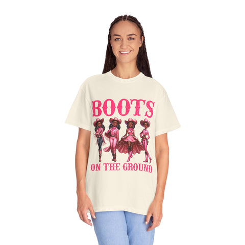 Unisex Garment-Dyed T-shirt: "Boots on the Ground" Vintage Western Style Tee